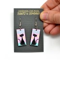 Cat on Pink Earrings